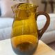 Vintage European Amber Blown Glass Carafe Vase, 1950s-60s