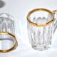 Baccarat set of 2 glasses with liquor mug in gilded cut crystal 1907 4.5cm