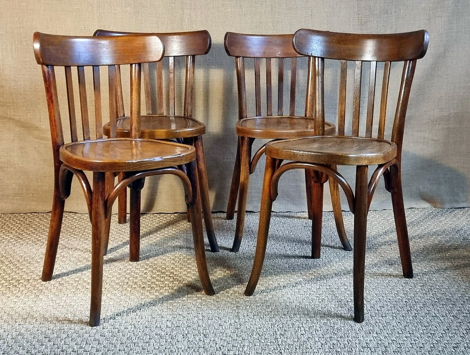 4 Baumann bistro chairs 30s curved wood