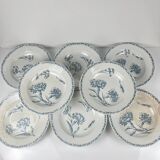 Set of 8 deep plates model "Oeillet", KG Lunéville, ironstone, 19th century
