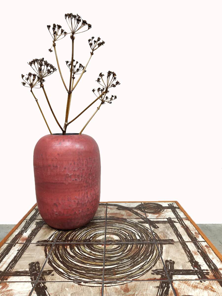 Vintage Danish ceramic teak side table Ox-Art Trioh 'Square'