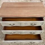 Louis XV style chest of drawers in patinated cherry wood and raw wood top