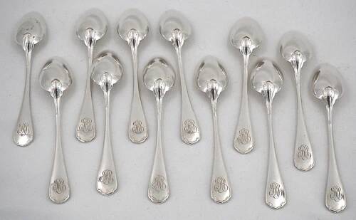 Christofle Japanese, 12 teaspoons, coffee, dessert, 14.2 cm, monogram "RD"