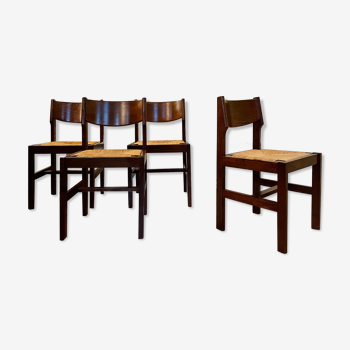 Set 4 Baumann chairs, seat mulch, 1970