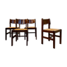 Set 4 chaises Baumann assise paillage 1970