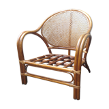 Low armchair in rattan and bamboo