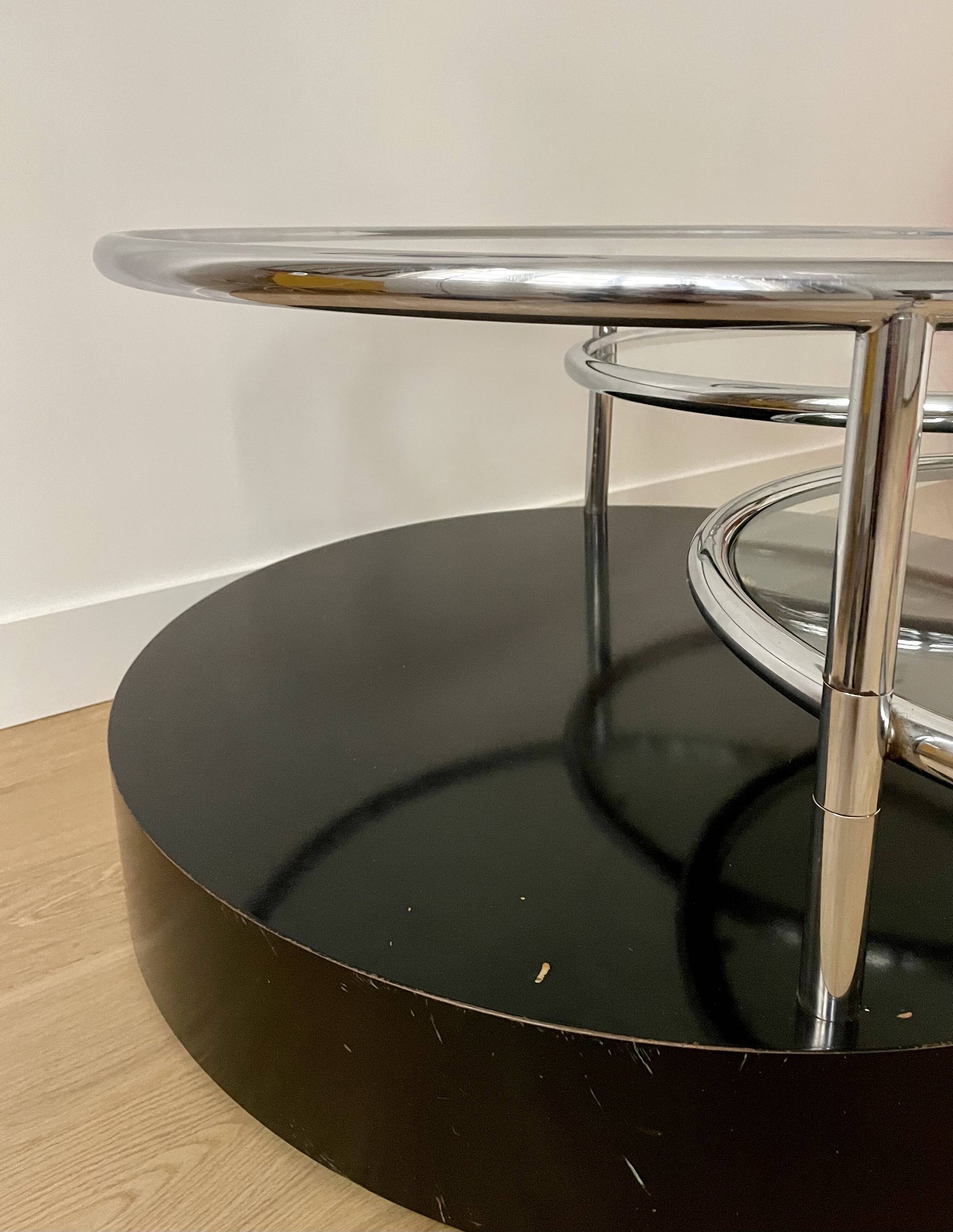 Vintage circular coffee table with triple top - 1980s