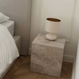 Side table, "cube" end table in travertine.