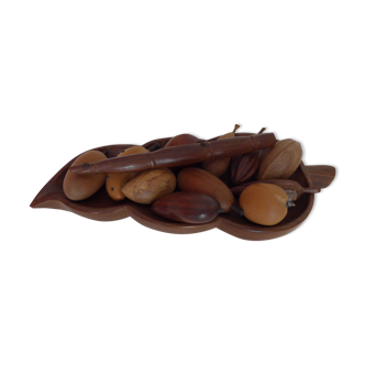 Plateau de fruits vintage en bois exotiques