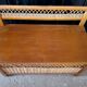 Vintage wood and rattan toy chest bench