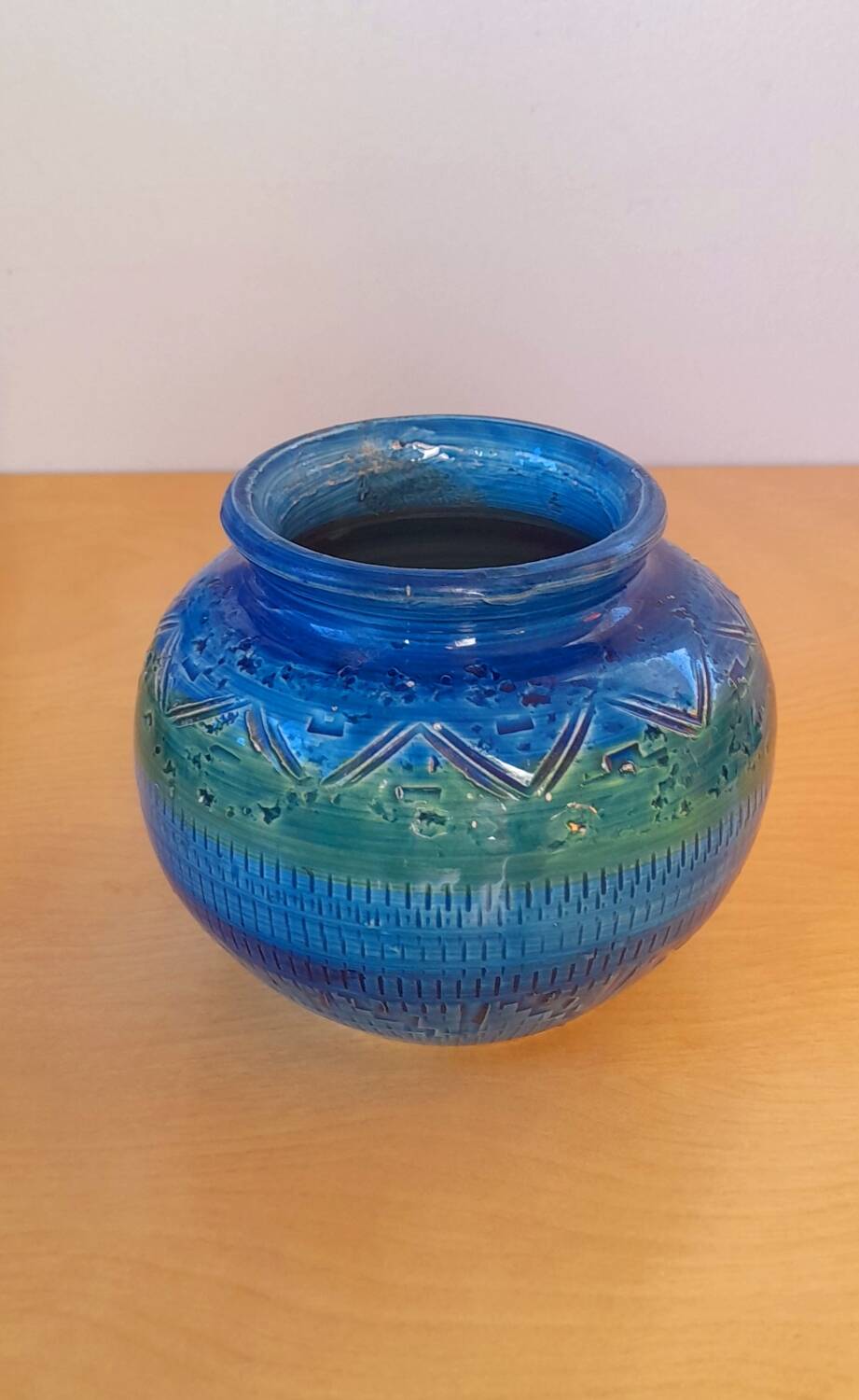 Remini blue vase Aldo Londi Bitossi 60s
