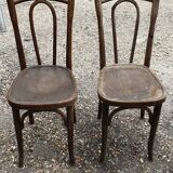 Pair of curved wood bistro chairs