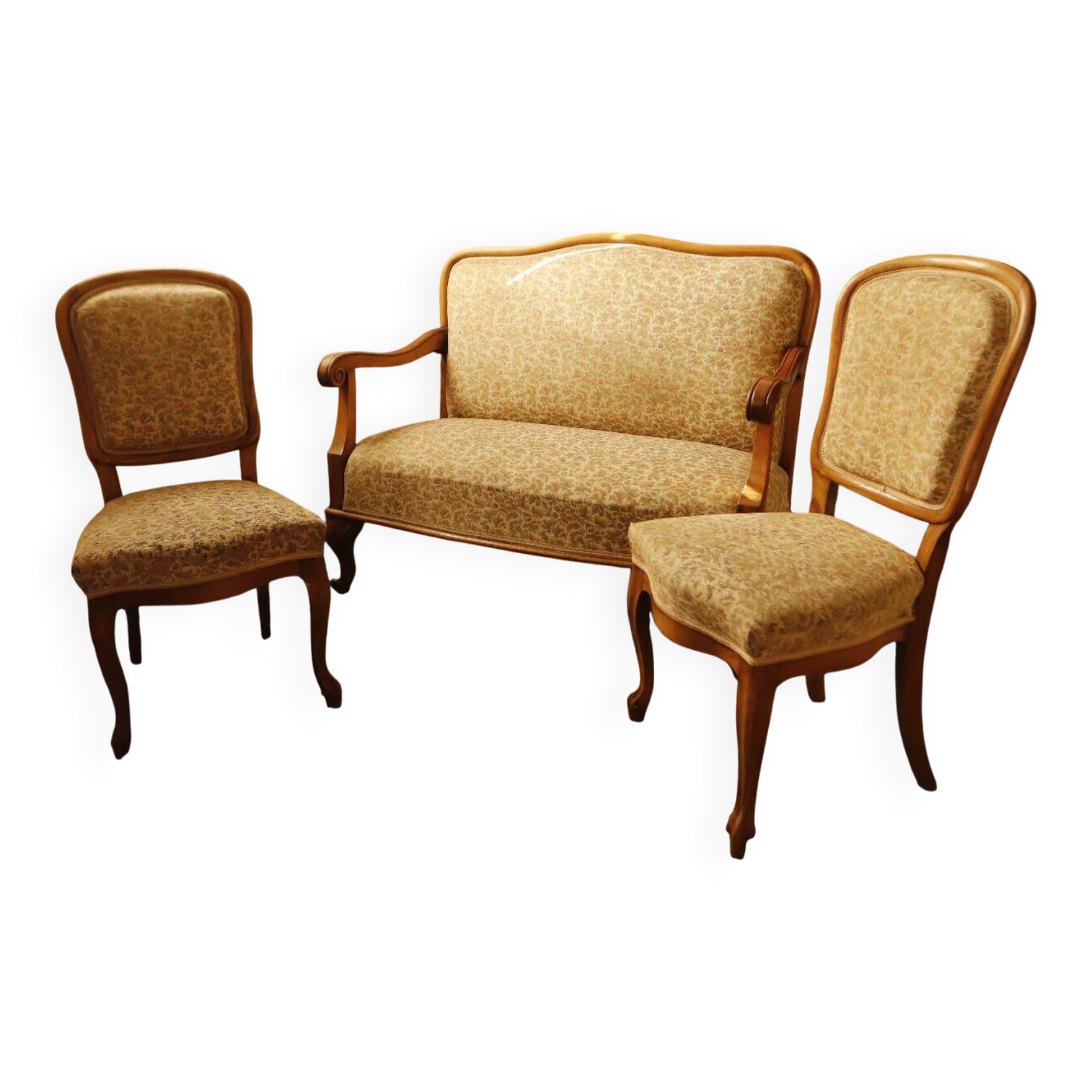 Vintage salon sofa set with floral upholstery