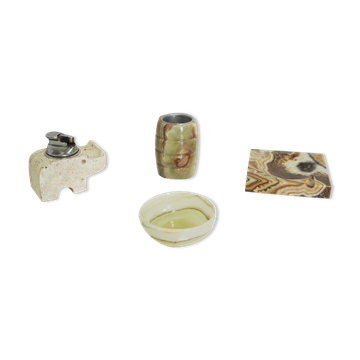 Smoking accessories in marble and onyx, 1970s, lot of 4
