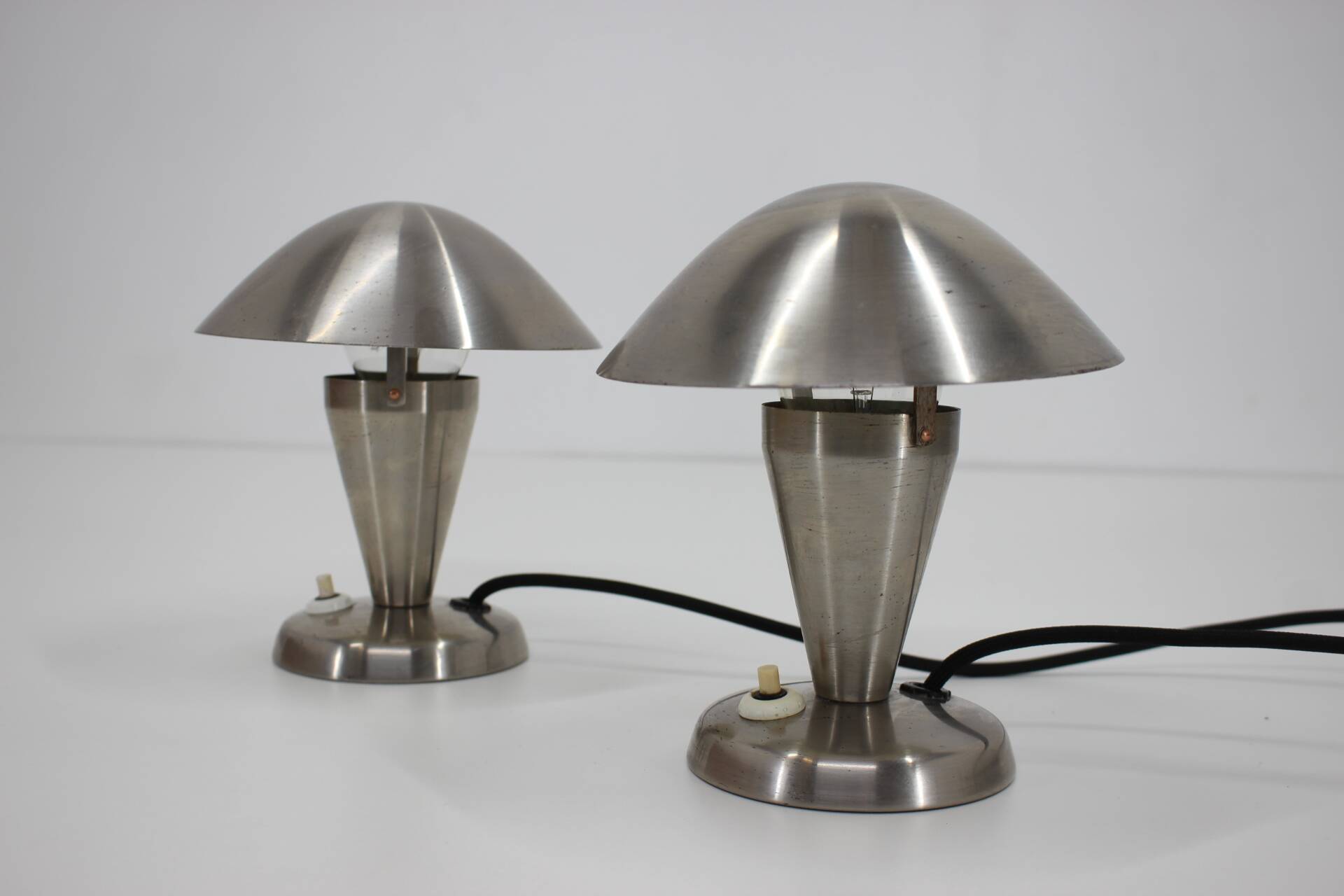 1930s Pair of  Chrome Plated Bauhaus Lamps, Czechoslovakia