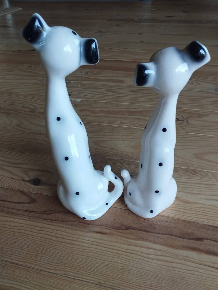 Paire de chiens dalmatiens vintage