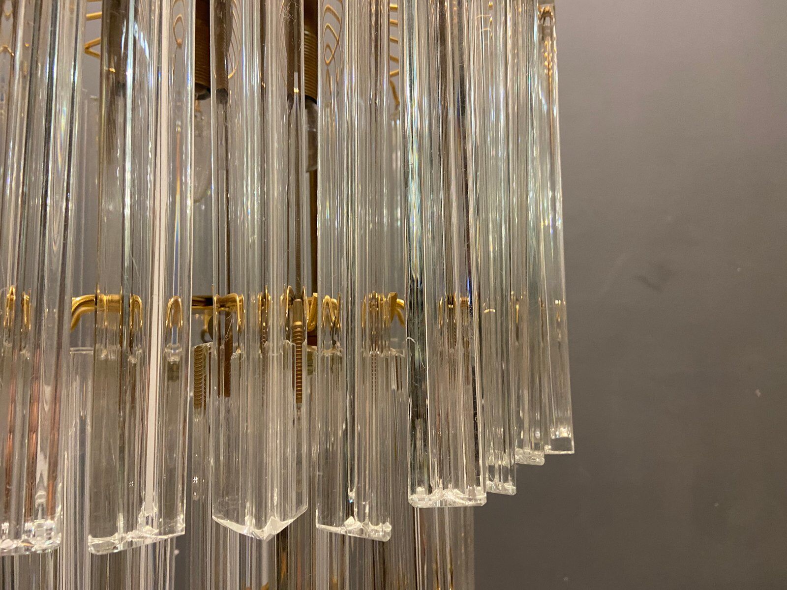 Italian Murano Glass Triedri Prism Chandelier