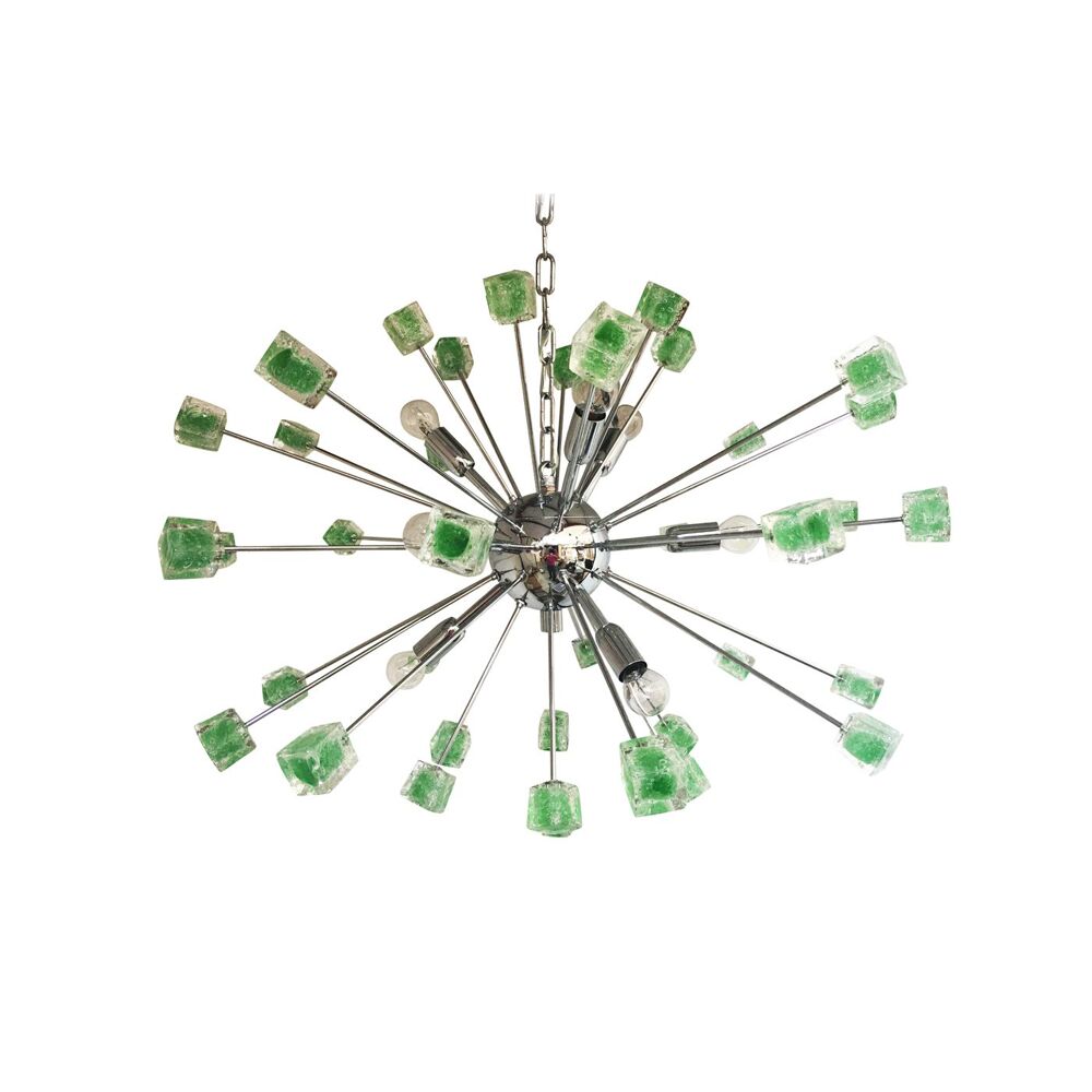 Green cubes murano glass oval sputnik chandelier