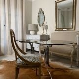 Vintage table in smoky glass chrome metal footing