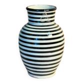 Vase artisanal bombé Kasbah noir rayé