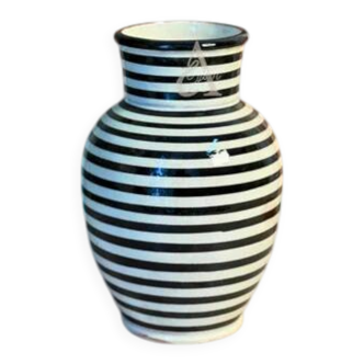 Striped black Kasbah curved artisanal vase
