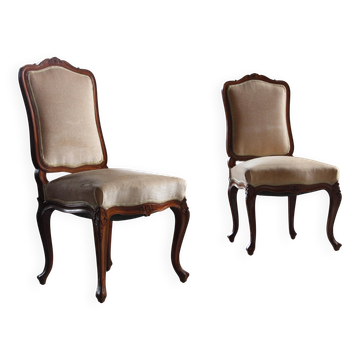 Pair of Vintage Danish Antique 18th century Chairs, style of Louis XV