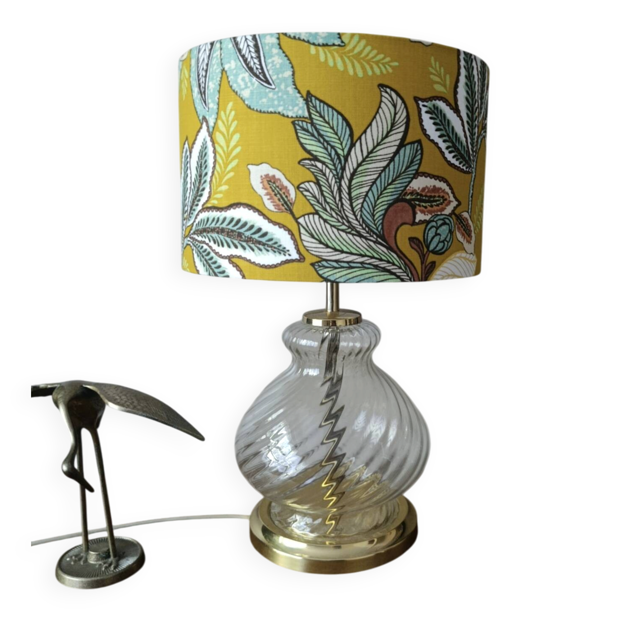 Hollywood Regency style lamp | Chic printed botanical lampshade