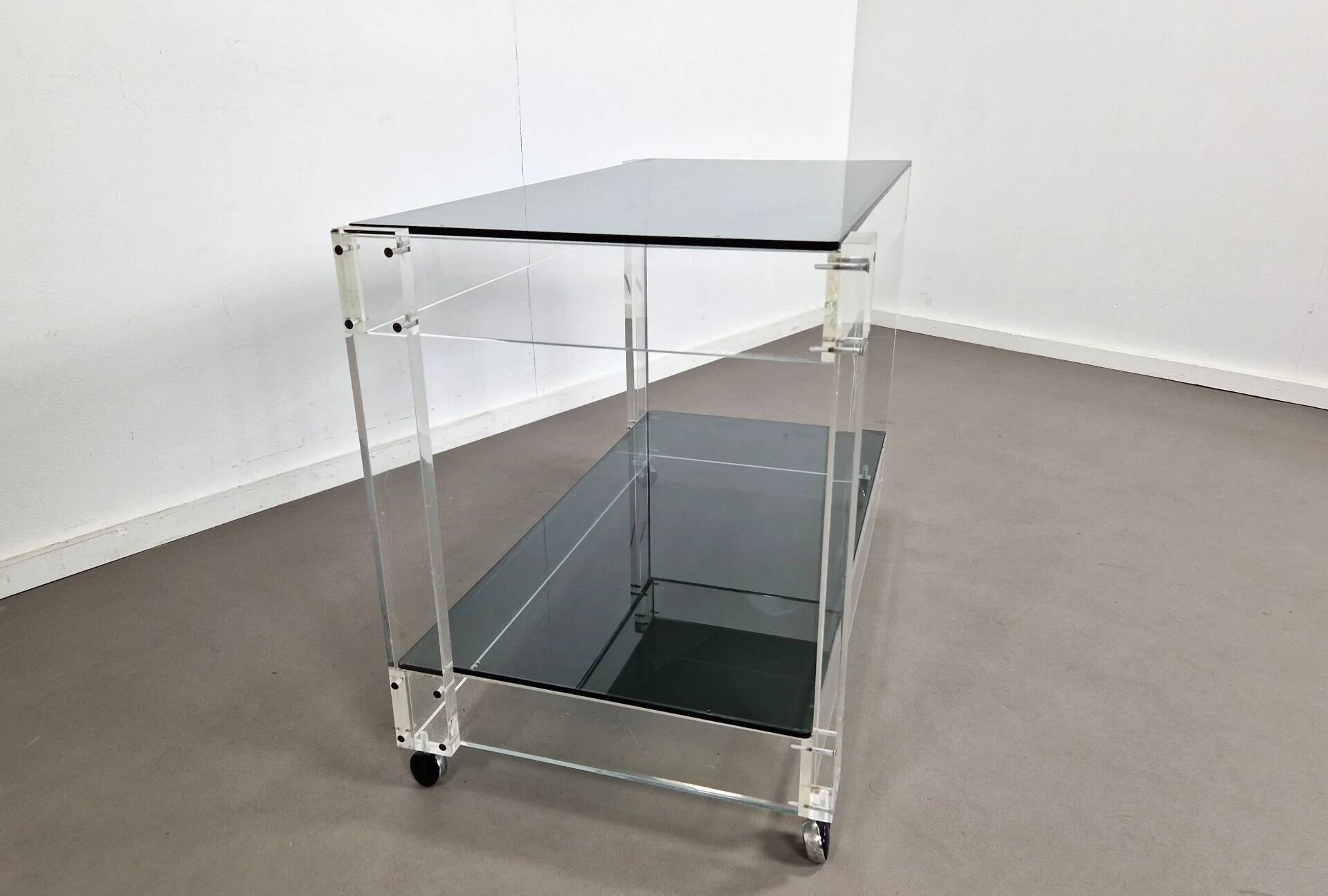 Lucite and smoked glass trolley | 1970s