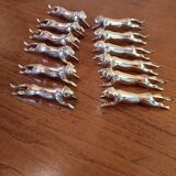12 silver metal cat knife holders