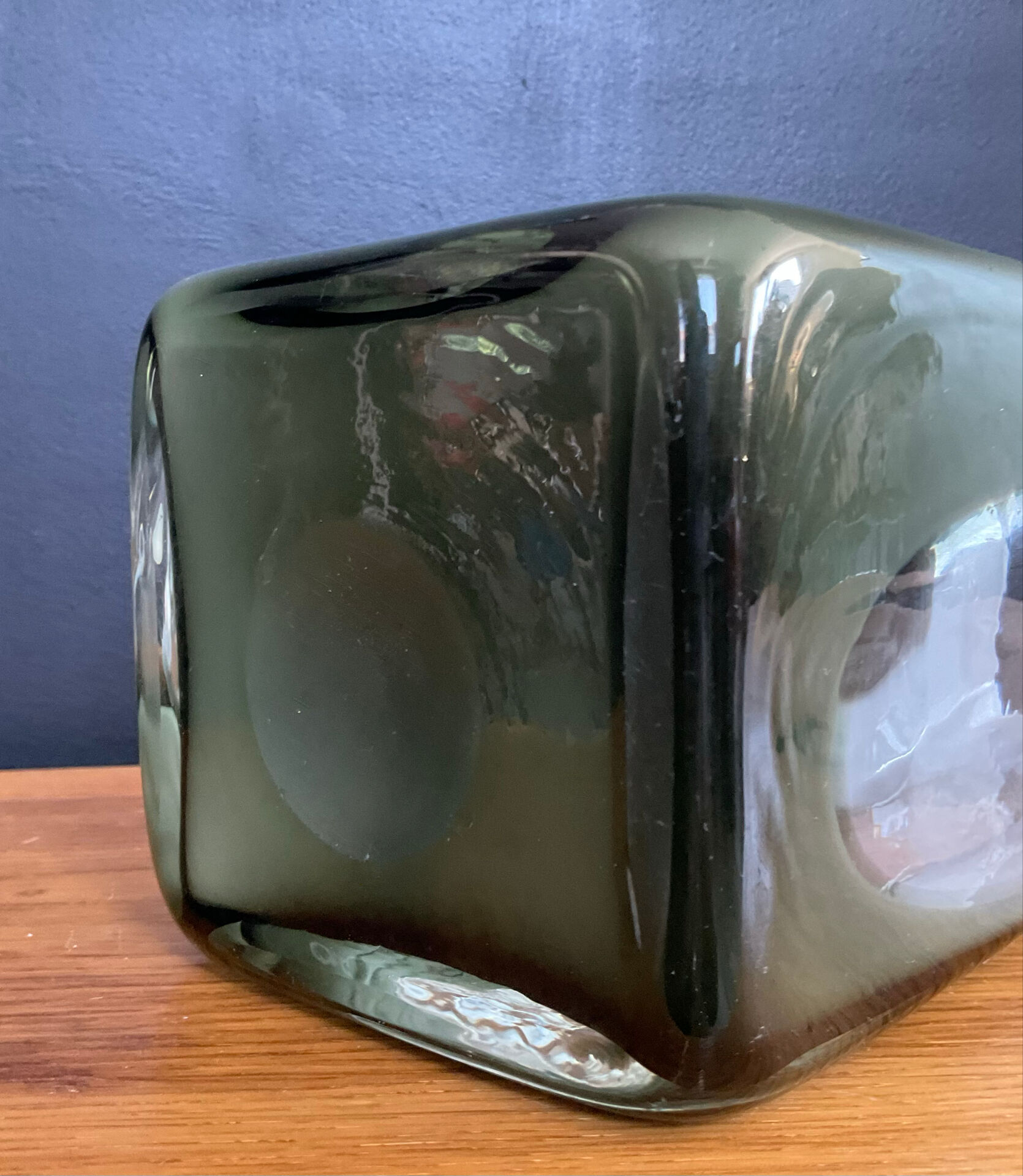 Space Age vase in double-layered smoked and white glass.