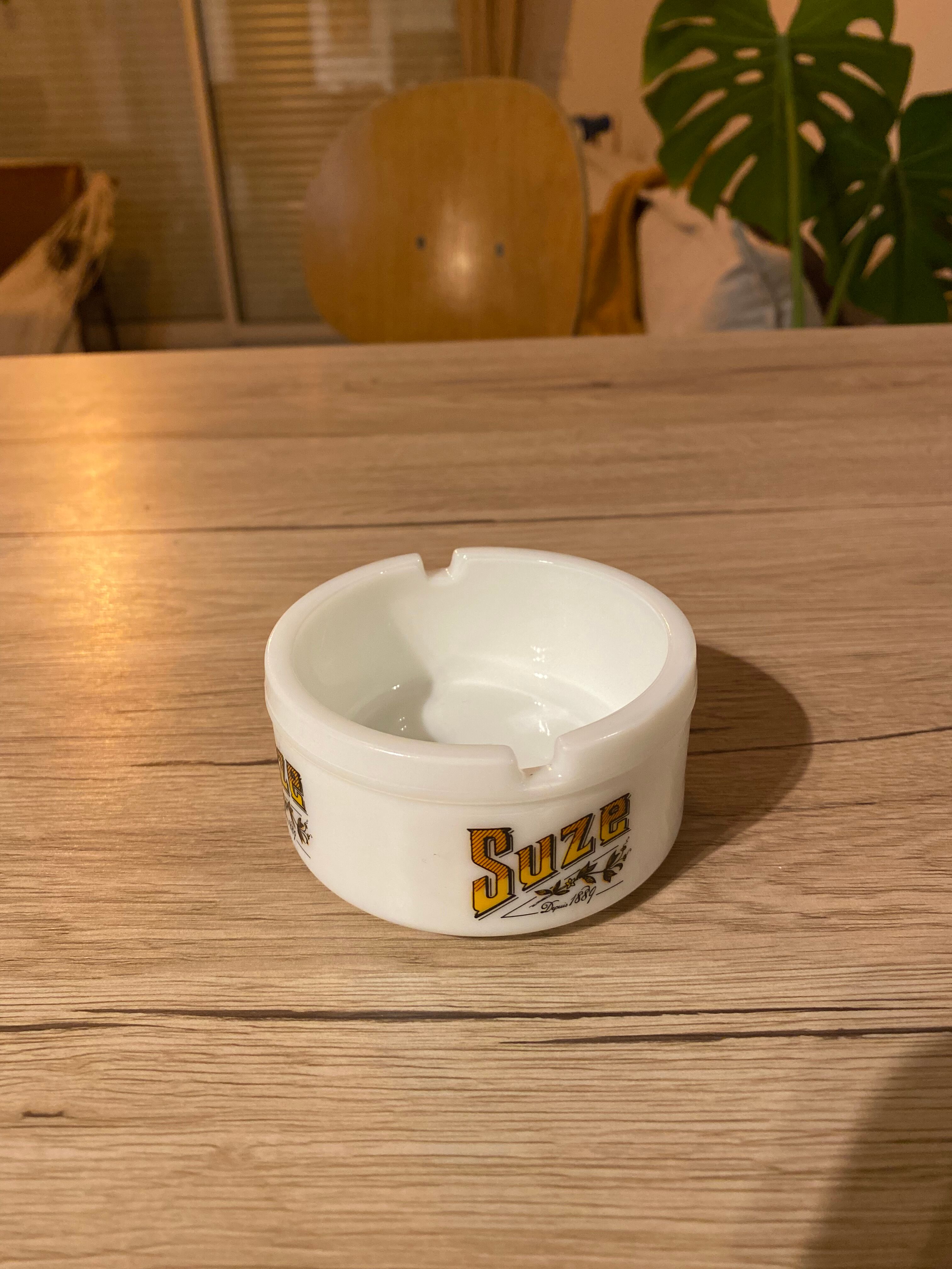 Vintage white Suze ashtray