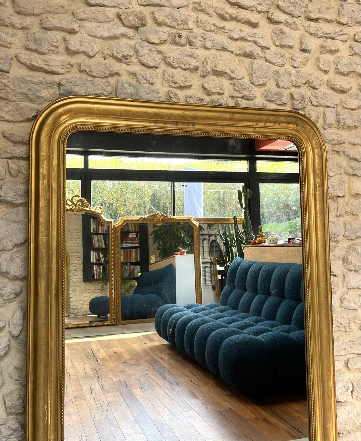 Antique Louis-Philippe mirror 151.5cm/104.5cm gilded with gold leaf