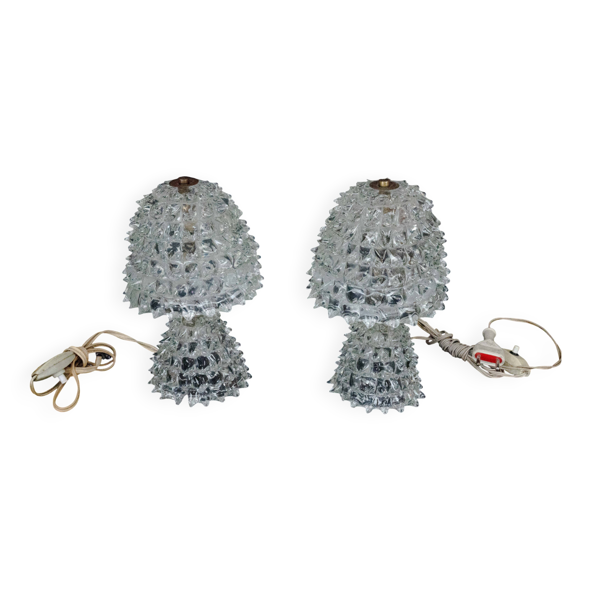 Pair of Italian Murano “Rostrato” Glass Table Lamps by Ercole Barovier, 194