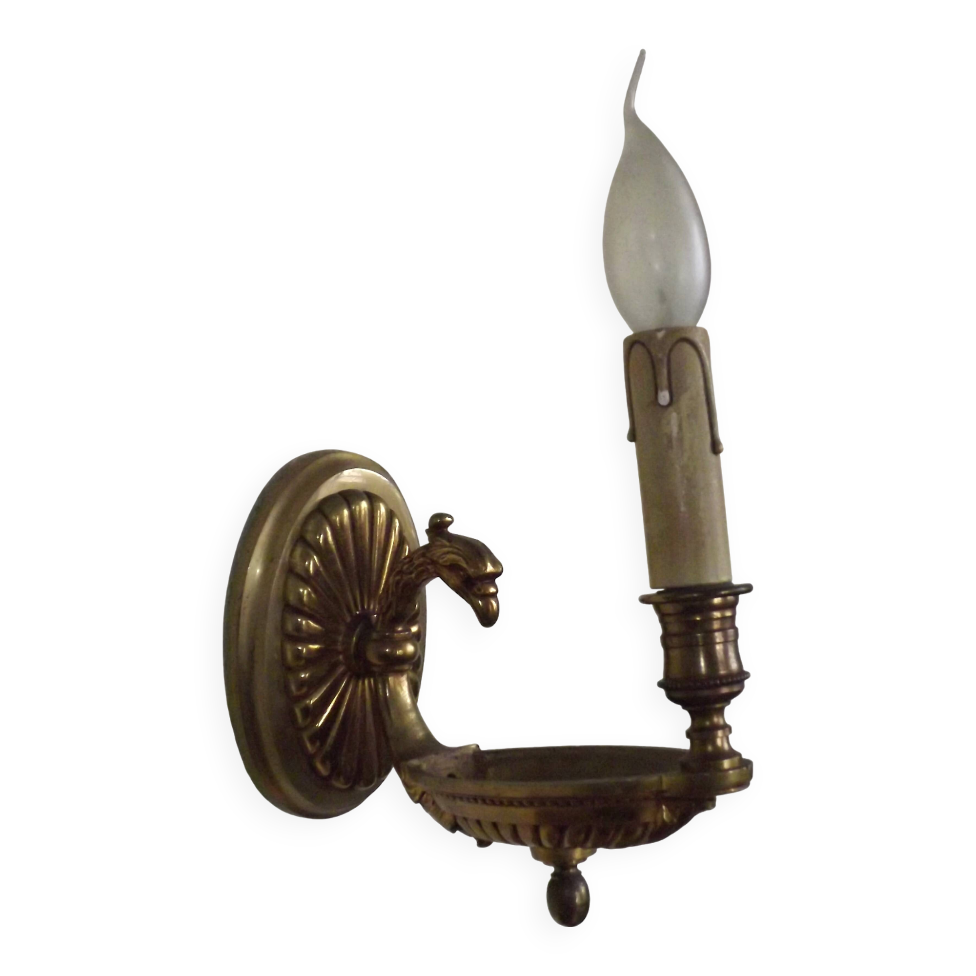 Traditional Empire wall light with eagle head in antique brass 5219