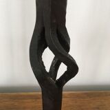 Pair of large brutalist wrought iron candle holders