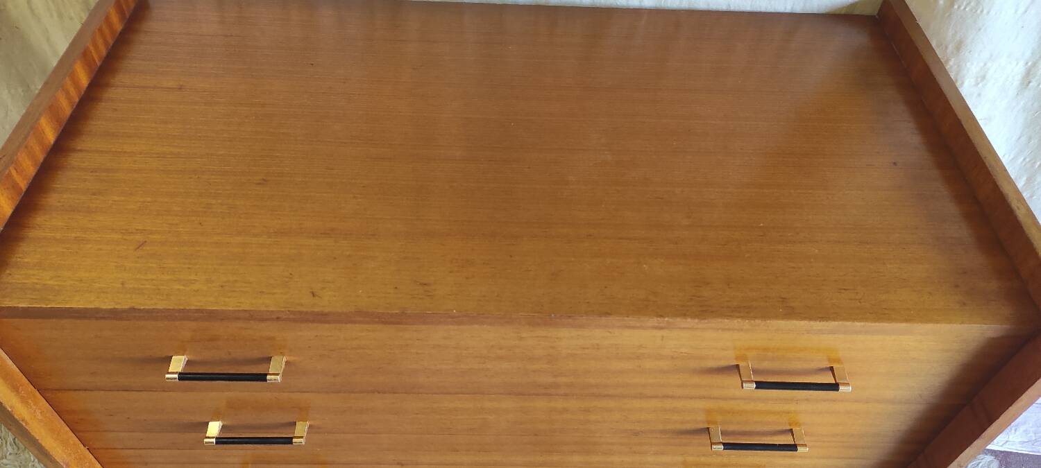 Modernist chest of drawers with 4 drawers in wood - 1950s/60s