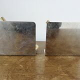 Serre livres en métal chromé et laiton "tennis & golf" années 70