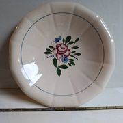 Round hollow plate, old pink model Graziella, Digoin Sarreguemines 1930.