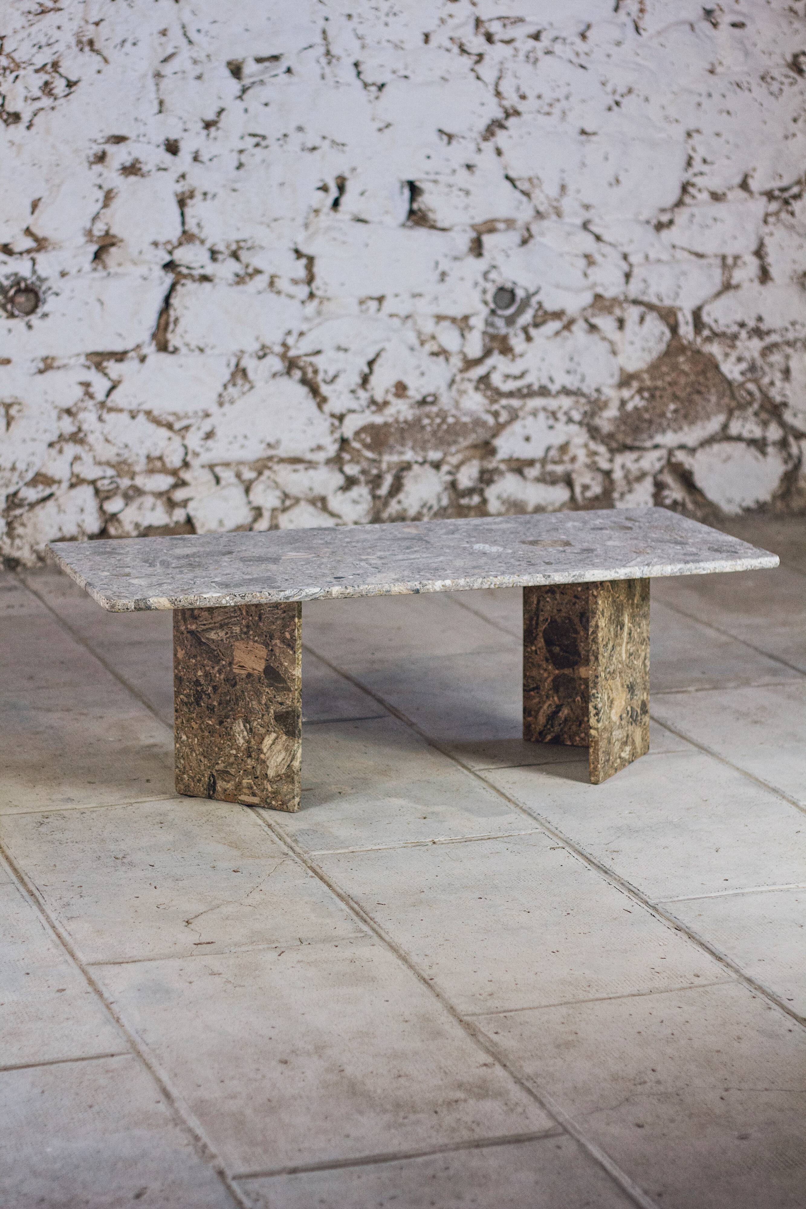 Travertine terrazzo coffee table, 1970