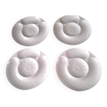 4 artichoke plates in white porcelain by Pillivuyt