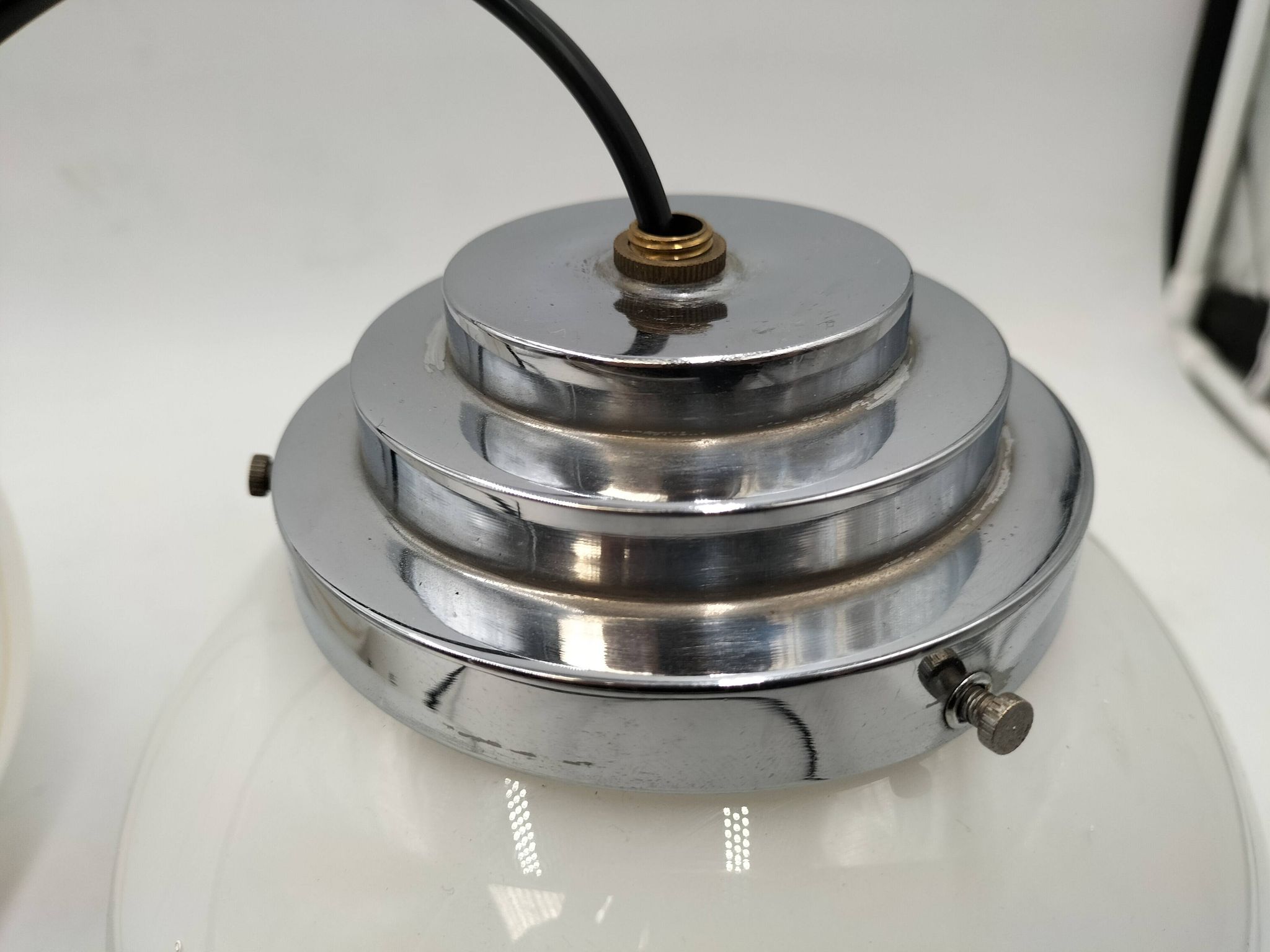 Pair of opaline pendant lights