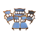 Art nouveau lounge set, 1 sofa + 2 armchairs + 2 chairs, ca 1900