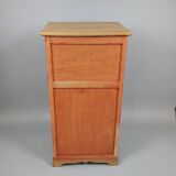 Antique English bedside table in solid wood, refurbished.