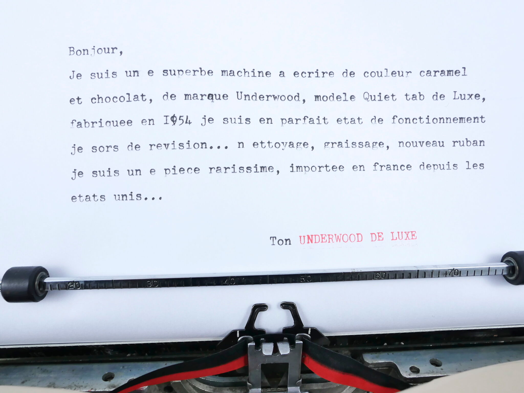 Underwood Quiet Tab De Luxe Caramel and Chocolate Typewriter 1954 revised