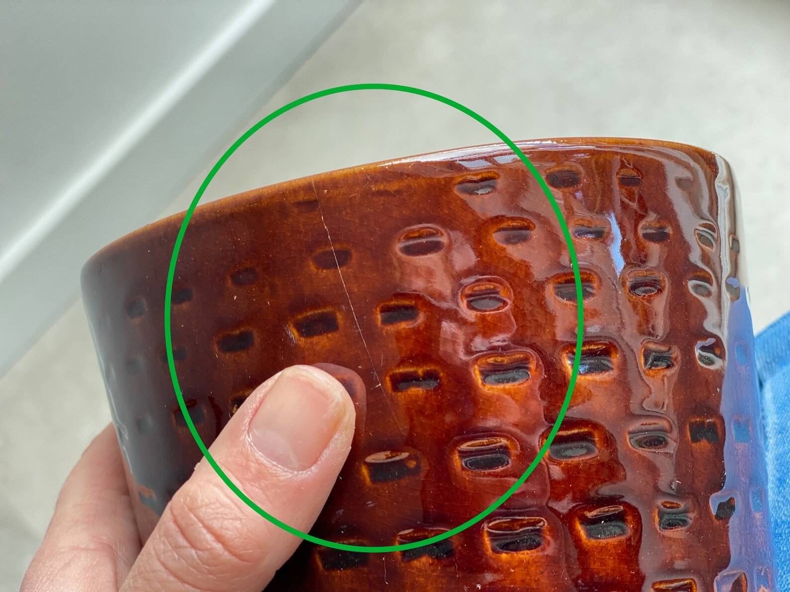 Set of 2 vintage planters - brown ceramic