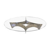 Table basse 1970 en inox et verre