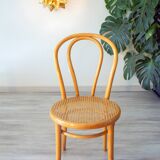 Pair of 1970s bistro chairs in bentwood and caning.