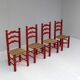 Ensemble de chaises rouges en jonc italien