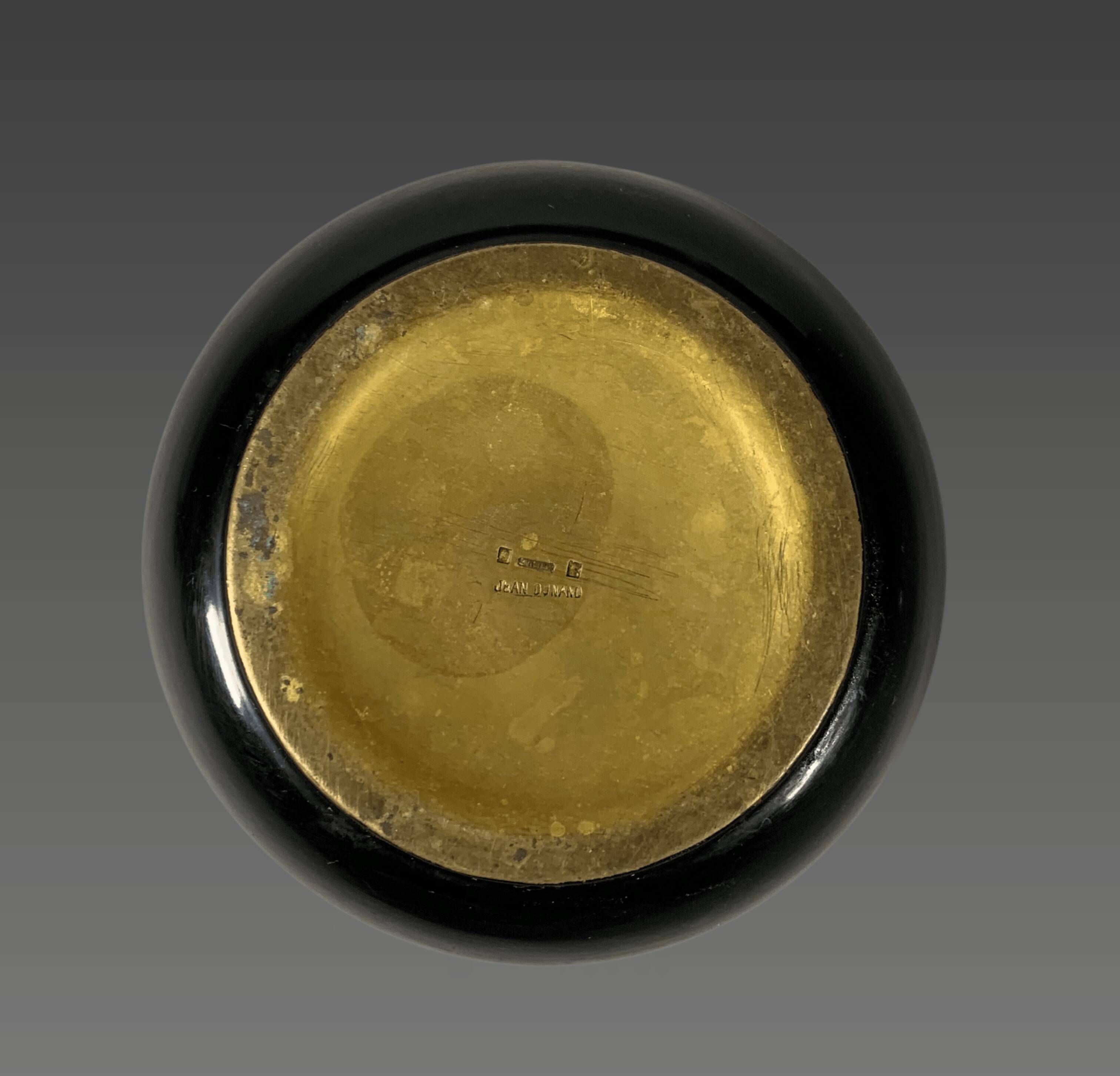 Jean dunand (1877-1942). art deco lacquered bronze bowl.