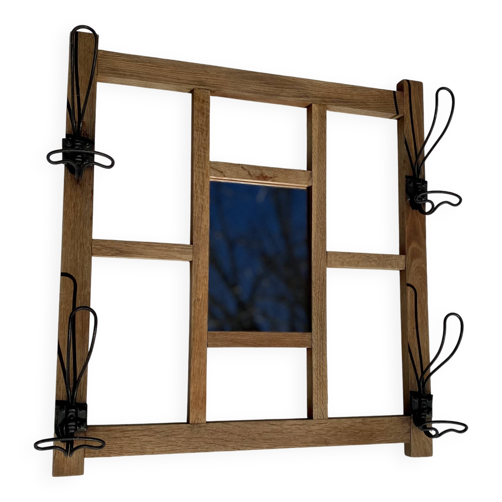 Vintage 1940s modernist mirror coat rack